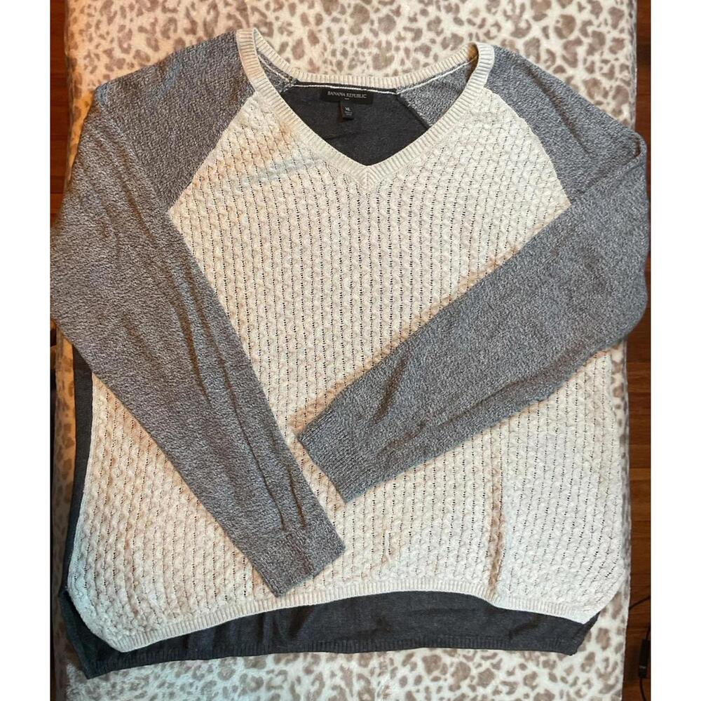 Banana Republic Sweater With Tri-Colored Mixed Knit Size Xl
